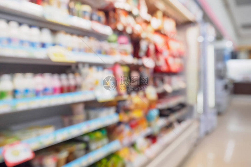 超级市便利商店供背景使用的食品牛奶和制品架子的含图片