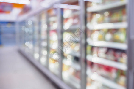 超市冰箱货架背景模糊图片