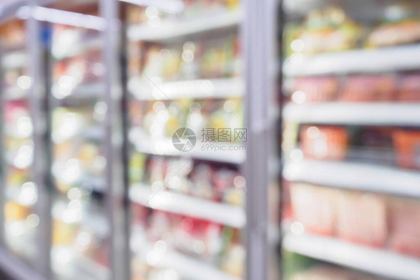 超市冰箱货架背景模糊图片