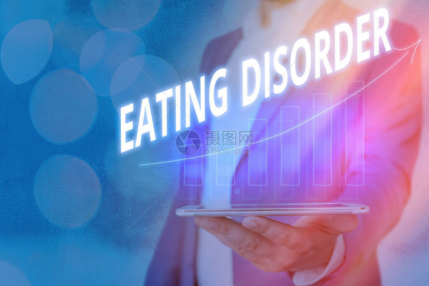 文字书写文本饮食失调展示疾病或饮食行为严重紊乱的商业照片箭头符号向上表示显图片