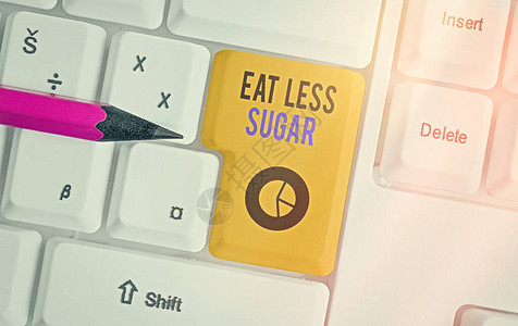 概念意味着减少糖的摄入和吃健康的饮食丰富的食物彩色键盘图片