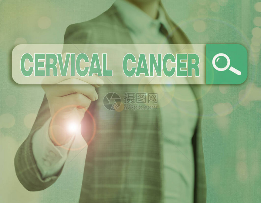 显示宫颈癌的文字符号宫颈细胞中发生的癌症的商业图片