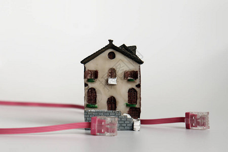 微型房屋和局域网线图片