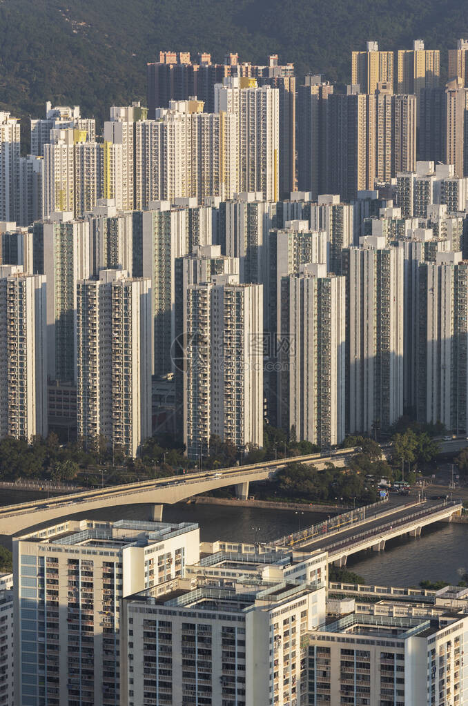 香港市住宅区空中观视图Ai图片