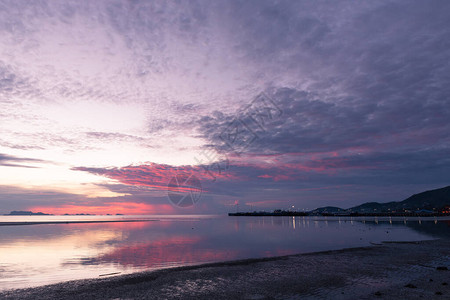 大热带紫色海天空日落图片
