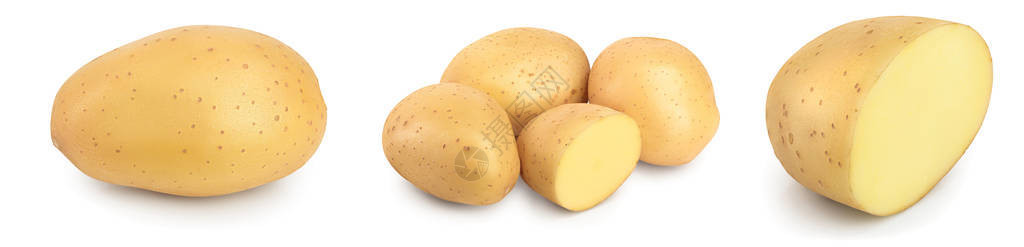 小土豆在白色背景上被孤立新收割图片
