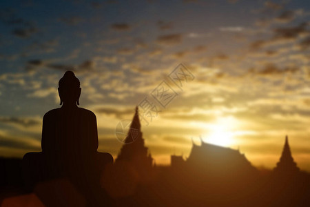 金庙日落背景的像月光泰国旅游景图片