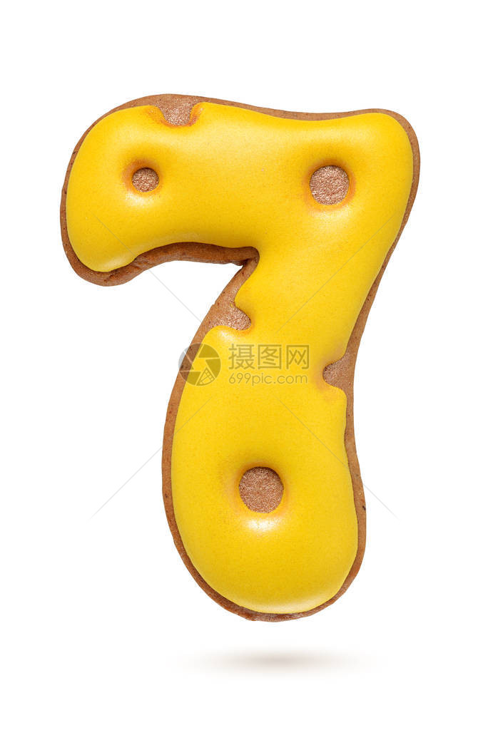 7号黄色自制姜饼干在白图片