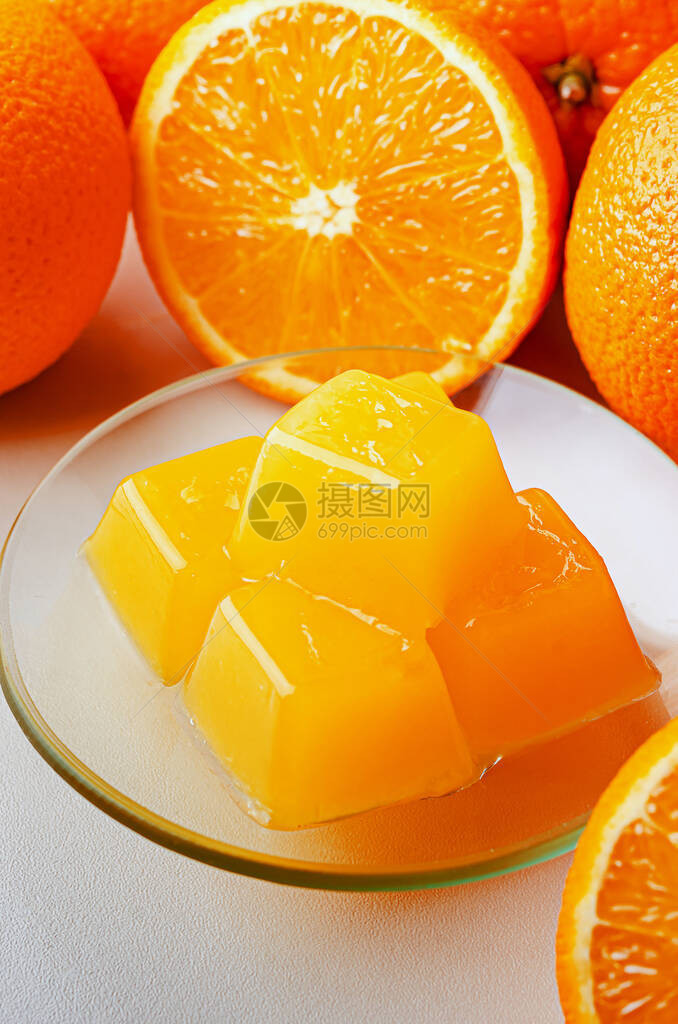 来自琼脂的橙色果酱健康的素食糖果健康饮食是有害图片
