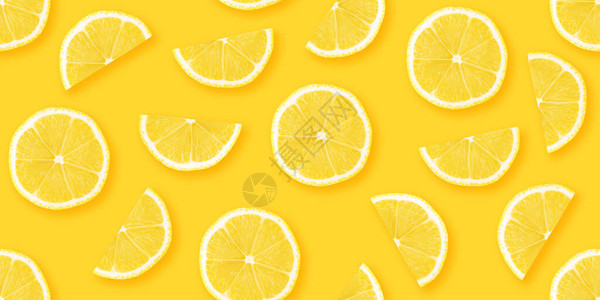 柠檬柑橘切片无缝背景纹理平躺背景图片