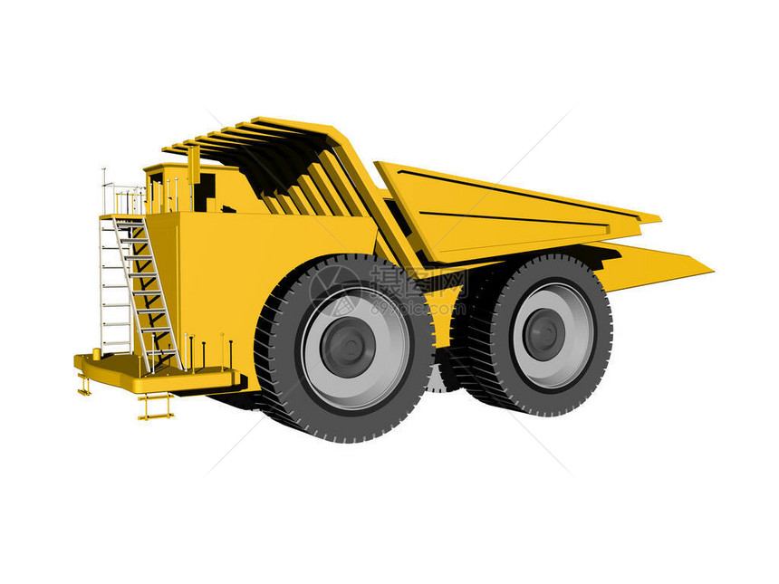 采矿中的黄色自卸车图片