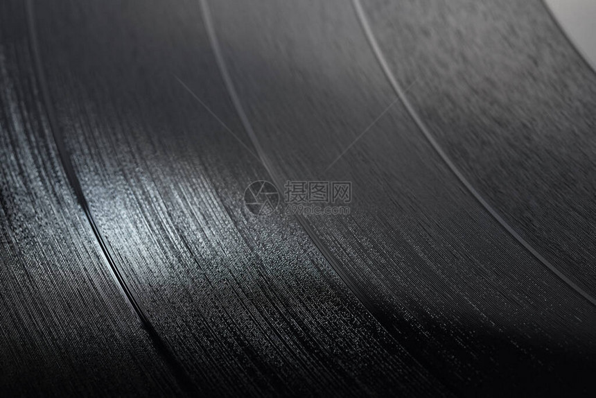 近距离拍摄12英寸的LP黑乙烯基唱片图片