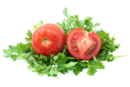 红西番茄和一半与白底图片