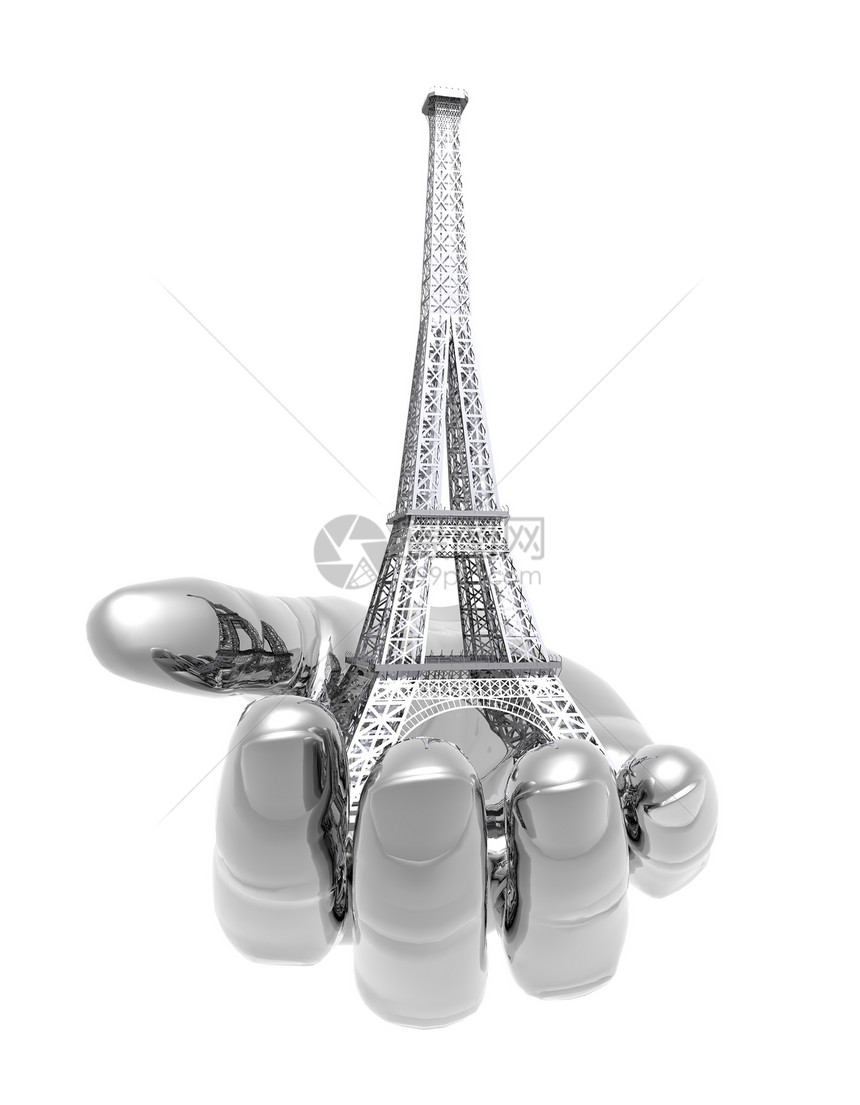 巴黎的Eiffel铁塔在白色图片