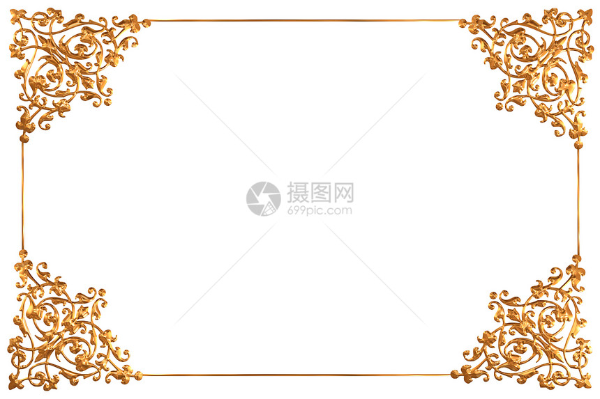 白色背景的金花形框架图片