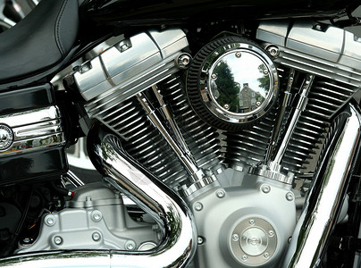 摩托车发动机的特写图片