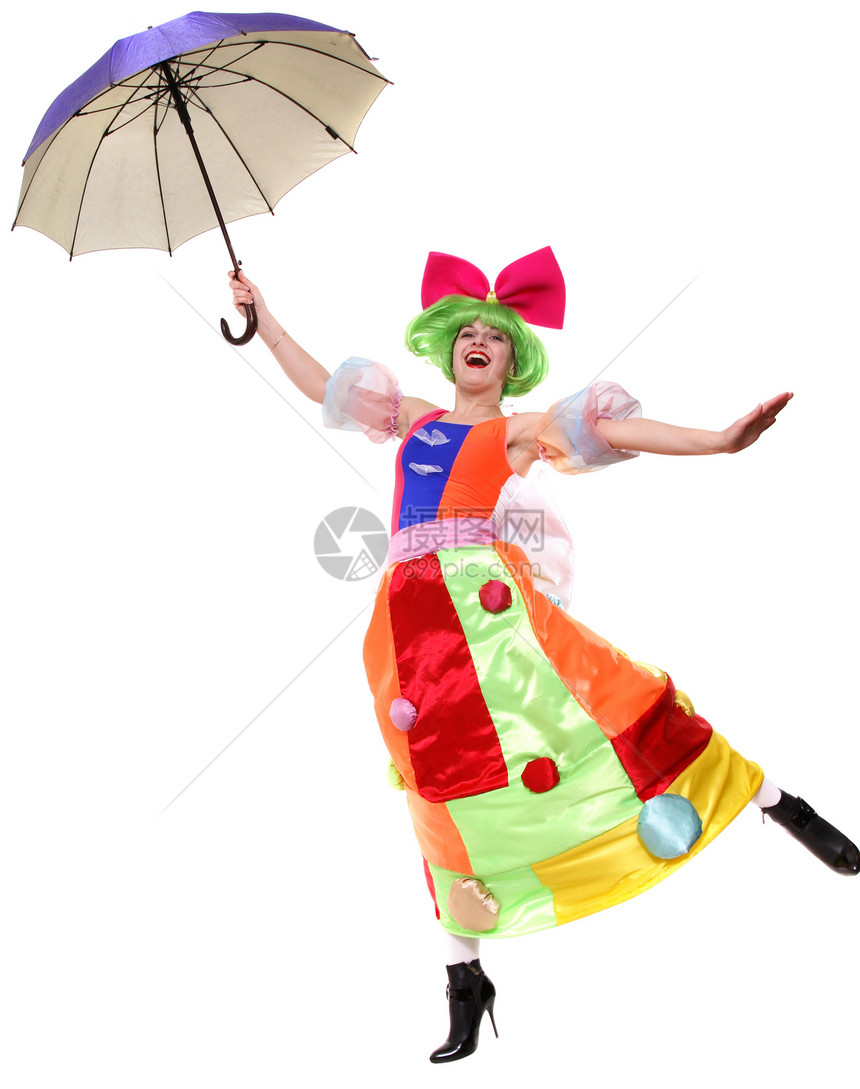 打着伞的小丑飞图片