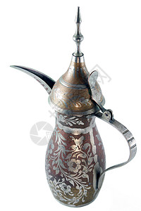 传统阿拉伯语黄铜咖啡壶图片
