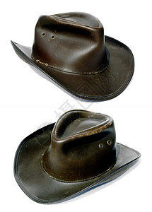 冒险家粗糙的旧皮革牛仔帽图片