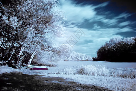 冬天的湖风景图片