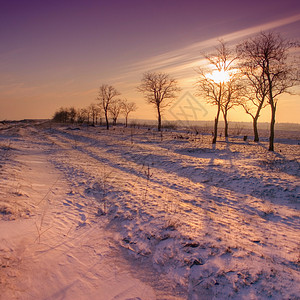 乌克兰冬季日落图片