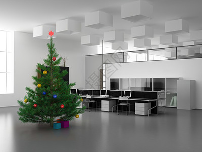 圣诞节松树横跨办公室图片