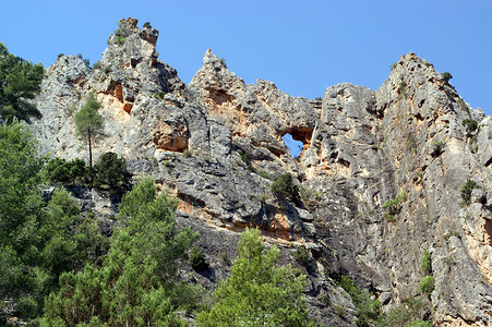 Cabiriel河峡谷形成西班牙巴伦西亚和昆卡两省之图片