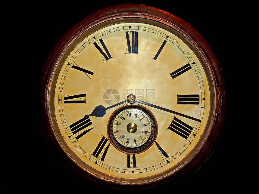 圆形复古时钟的特写镜头图片