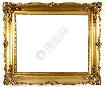 白色背景上的旧古董金框高清图片