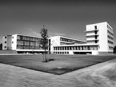 德国柏林附近德绍的包豪斯建筑高动态范围背景图片