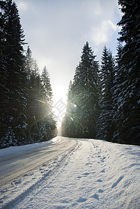 冬天路上的雪图片