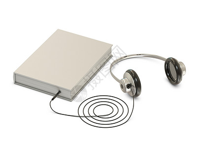 耳机和书本像一个在白色图片