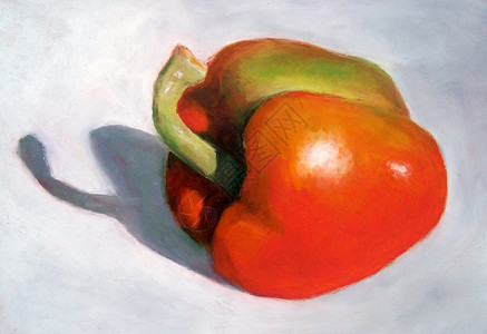 我的油彩画是一种明亮闪亮的红辣椒图片