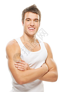 男肌肉运动员的肖像图片