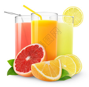 新鲜柑橘汁上白色孤立图片