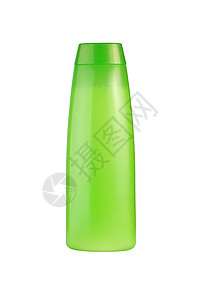 白色背景上的空白绿色洗发水瓶图片