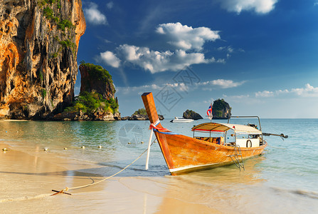 泰国传统船只在克拉比图片