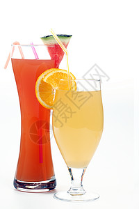 西瓜汁和橙汁夏季冷饮图片
