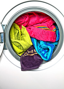 洗衣机里的彩色毛巾图片