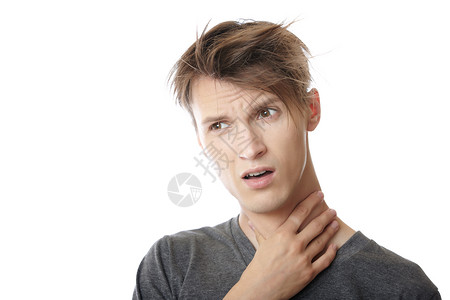 喉咙痛的人扁桃体炎粘膜炎高清图片