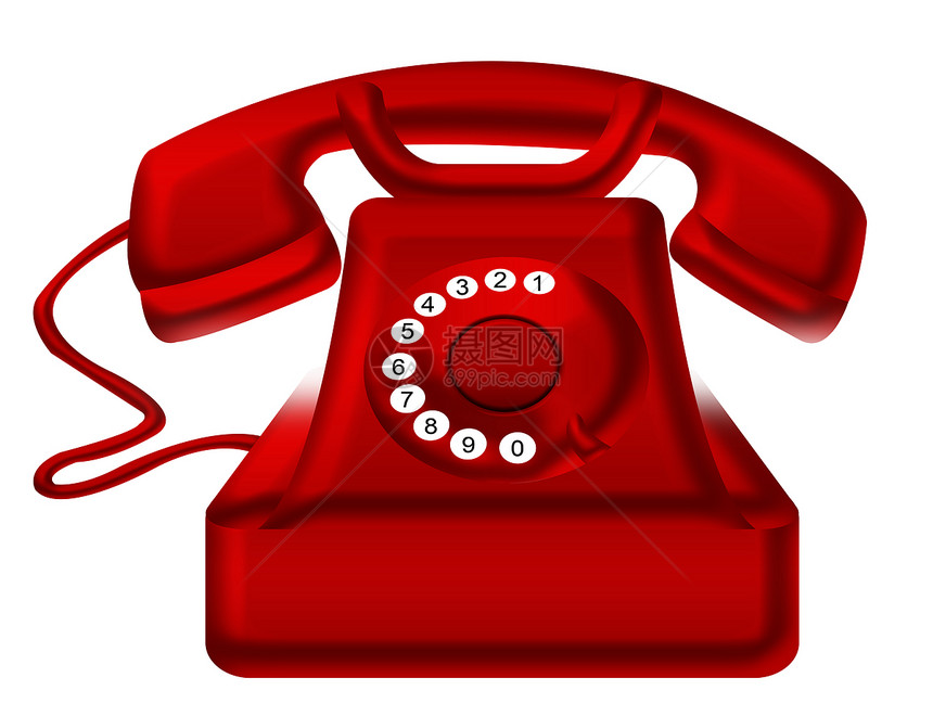 红色电话用白背景图片