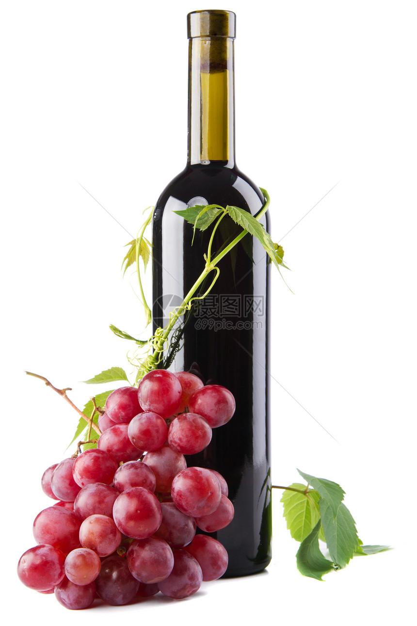 一瓶红酒加葡萄图片