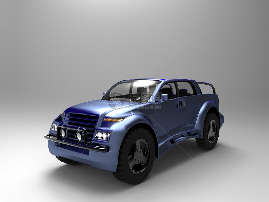 蓝色概念车3d模型图片