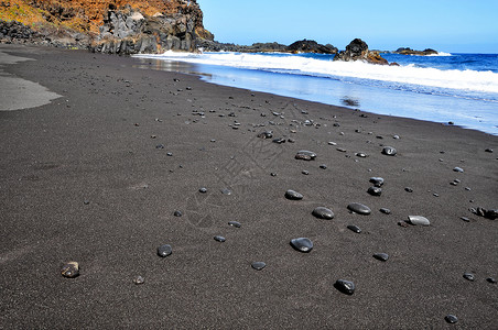 在西班牙加那利群岛特纳里费Tenerife用黑沙图片