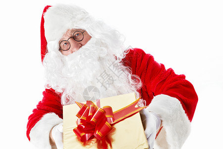 圣诞老人带着孤立的礼物图片