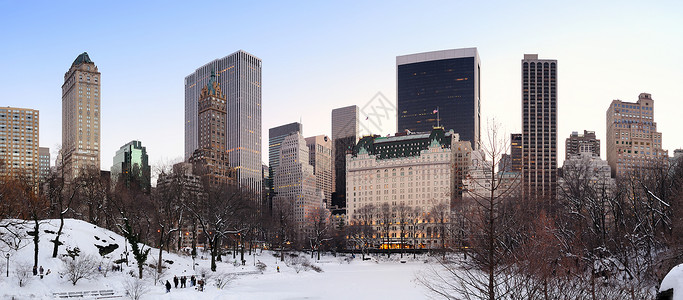 纽约市曼哈顿中央公园冬季全景图片