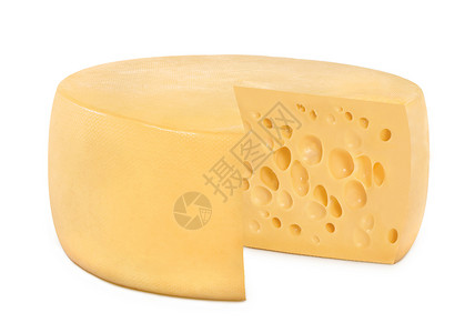 白色背景上的一个轮子圆形奶酪图片