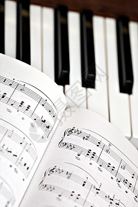 钢琴与歌词书背景图片