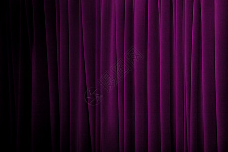 紫色窗帘有许多折叠从高清图片