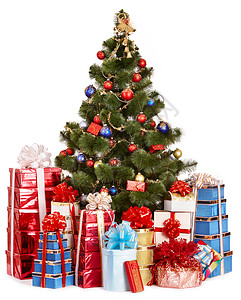 圣诞树和集体礼物图片